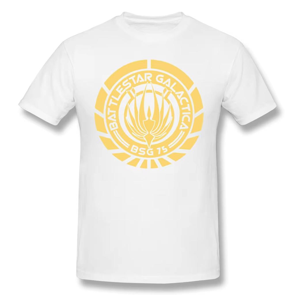 New Battlestar Galactica BSG 75 SciFi T-shirts Many Summer Crew Neck Cotton Short Sleeve Black Tee Men Brand Top Oversize Unisex