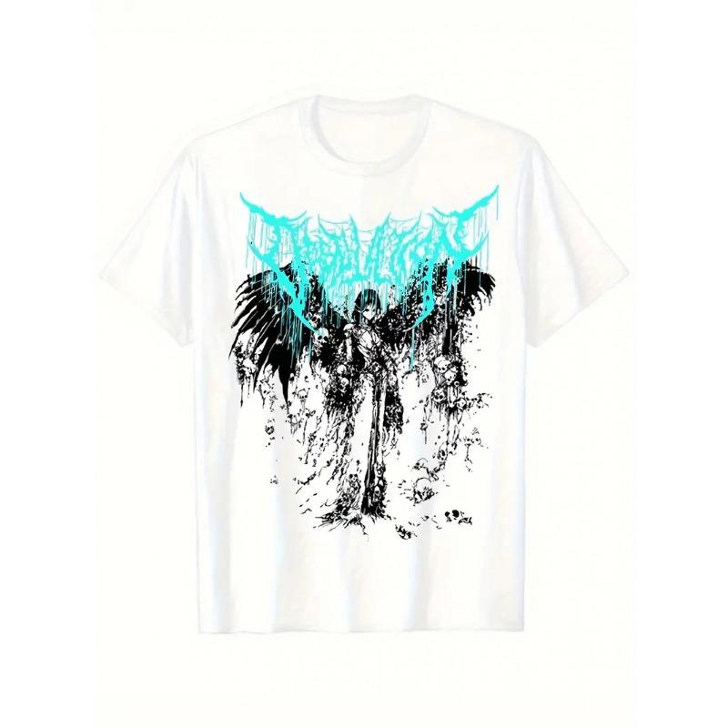 American Street Gothic Men s Gothic Pattern T-shirt Summer Men s and Women s Casual Y2K T-shirt S