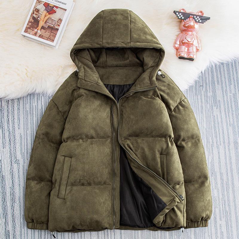 

Suede cotton jacket, men s hooded cotton, thickened warm jacket, youth loose and versatile, winter clothes, trendy cotton clothes 5XL