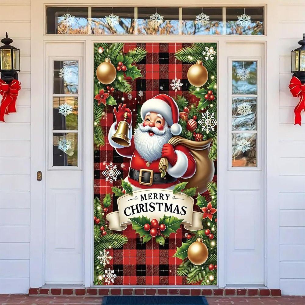 Door Hanging Christmas Door Banner Background Holiday Props Door Curtain Old Man Snowman Atmosphere Arrangement Door Banner