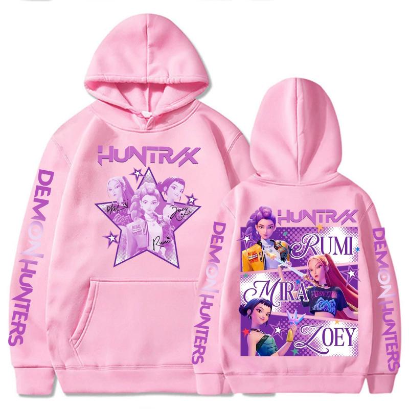 Harajuku Kpop Demon Hunters Graphic Hoodie Mira Rumi Zoey Huntrix Print Hooded Pullover Woman Casual Sweatshirt