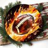 Vintage Football Flame Wreath Metal Poster Wall Art for Sports Bar