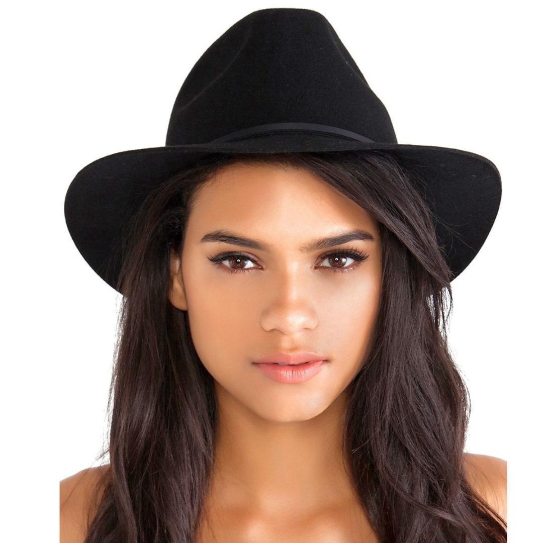 Used Brixton Black Wool Fedora Hat Centerfold Hat S