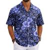 Men's Summer Short Sleeve Cuban Collar Shirt Casual Button Down Lightweight Breathable Fabric Beachwear Shirt