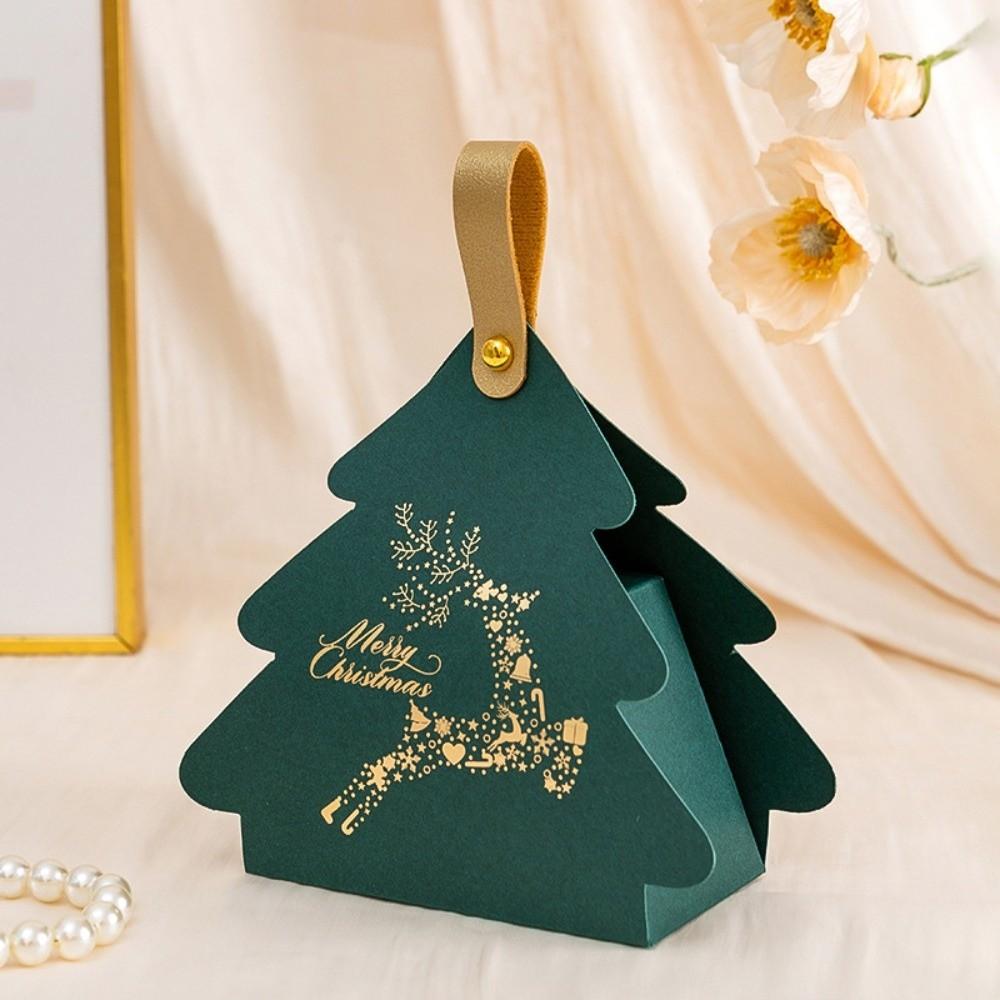 5pcs Triangle Shape Cookie Packaging Box Cardboard Holiday Gift Packaging  For Christmas Party