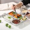 Plato llano dividido de acero inoxidable - Bandeja de almuerzo escolar de 5 compartimentos, cuadrada y profunda, apta para lavavajillas