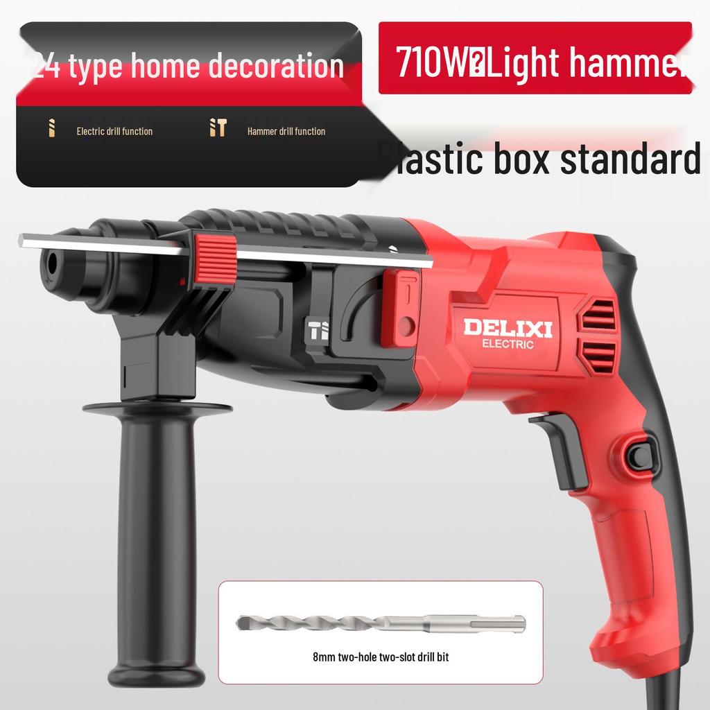 Delixi Multi-Function Electric Hammer: High-Power 3-in-1 Drill for Concrete, Household & Industrial Use