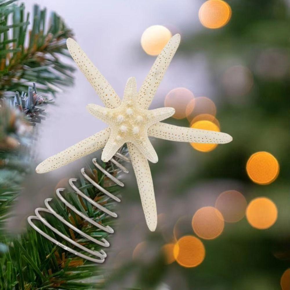 Iron Festive Starfish Decor Collectible Handmad Star Treetop Decorations DIY Crafts Starfish Treetop Ornament Christmas Tree
