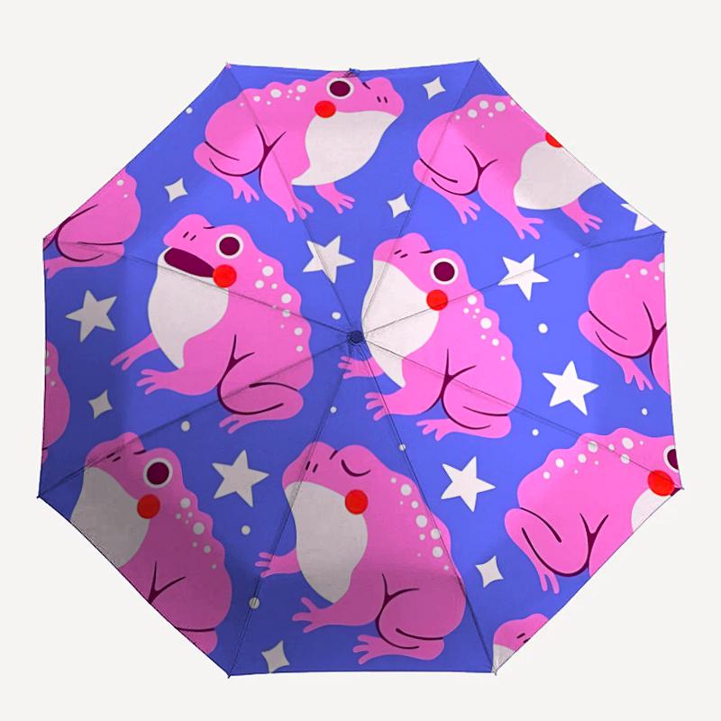 

1pc Frogs StarsAutomatic Open/close Umbrella, 8-Rib sturdy structure, Portable Travel Umbrella, Parties, Everyday Usec49
