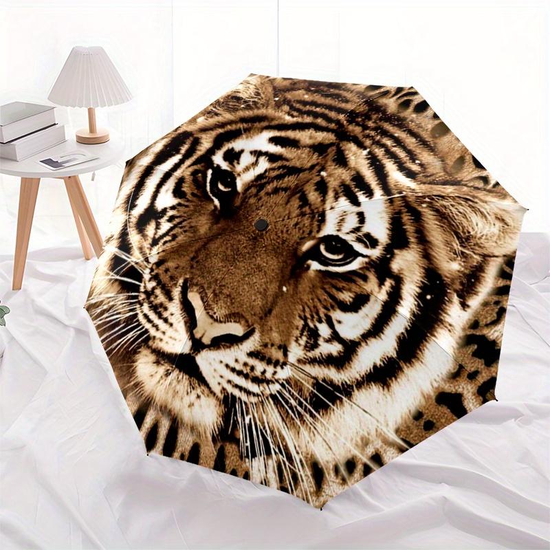 Wild Tiger Print Umbrella, Portable 3 Fold Compact Umbrella for Men & Women,S110