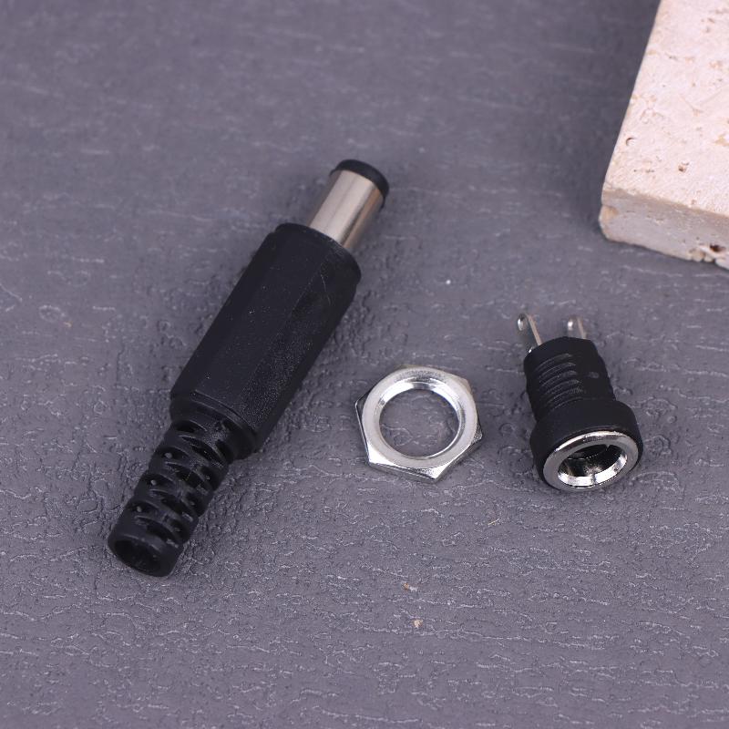 5Pairs Dc12V 5.5 X 2.1Mm Plastic Male Plugs Dc Power Socket Female Jack Screw Nut Panel Mount Connector