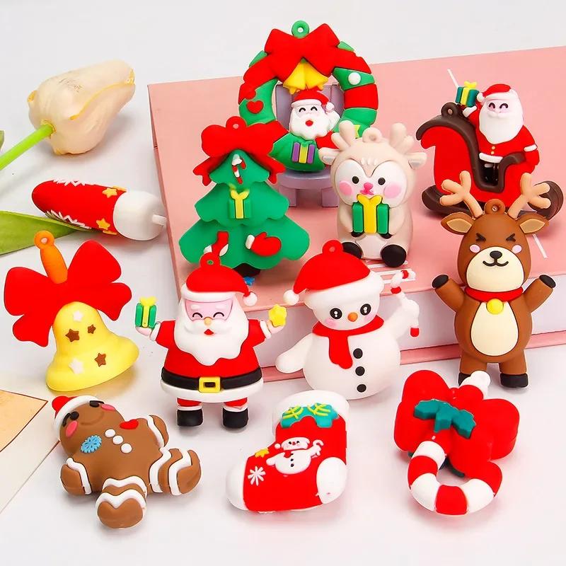 10-100PCS Cartoon Santa Claus Keychain DIY Accessories Handmade Cream Glue Decoration Scene Arrangement Christmas Gift Ornament