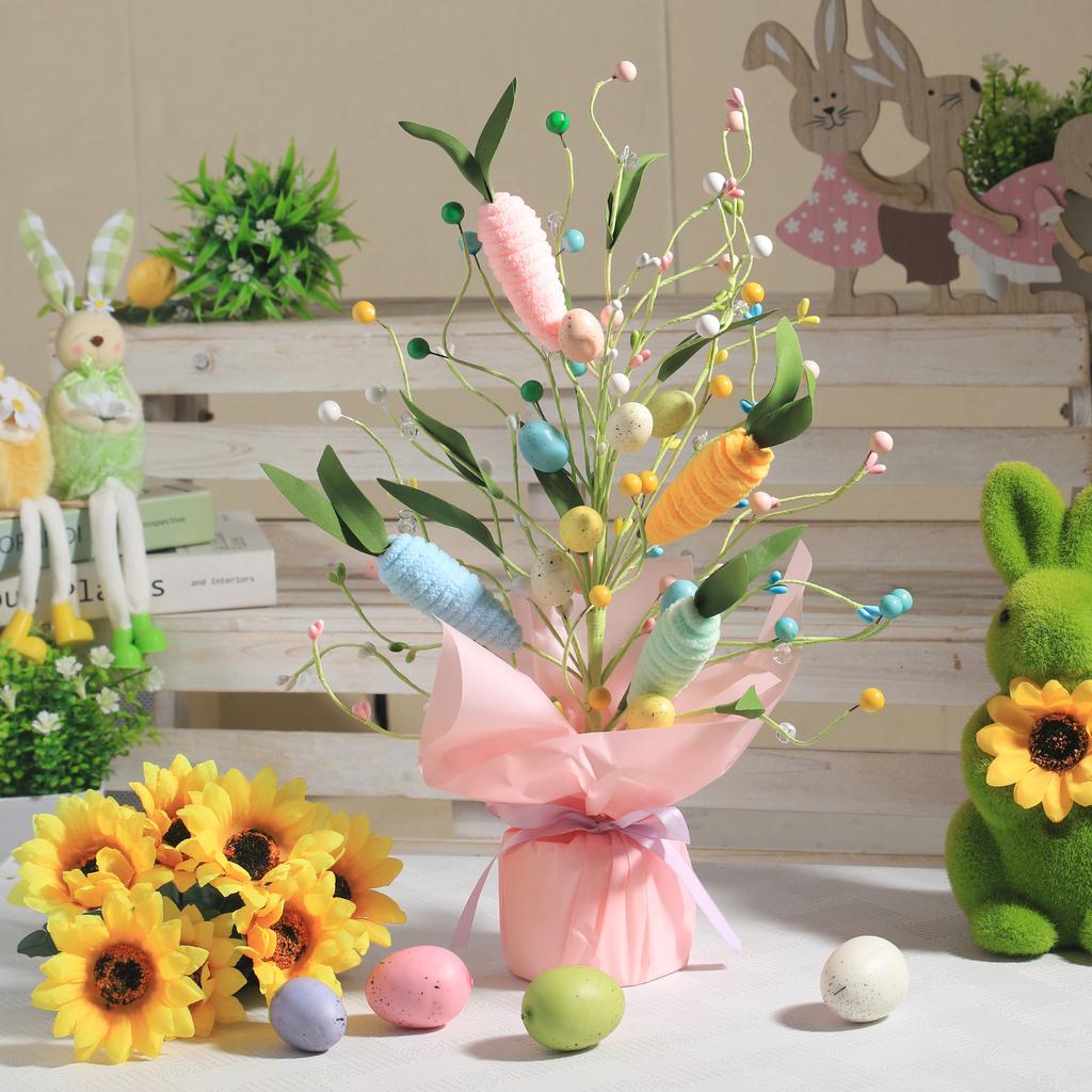 Easter Decorations, Easter Egg Bouquets, Twisted Carrot Branches, Trees, Holiday Dining Tables, Study Rooms, Desktop Decorations, Holiday Gifts