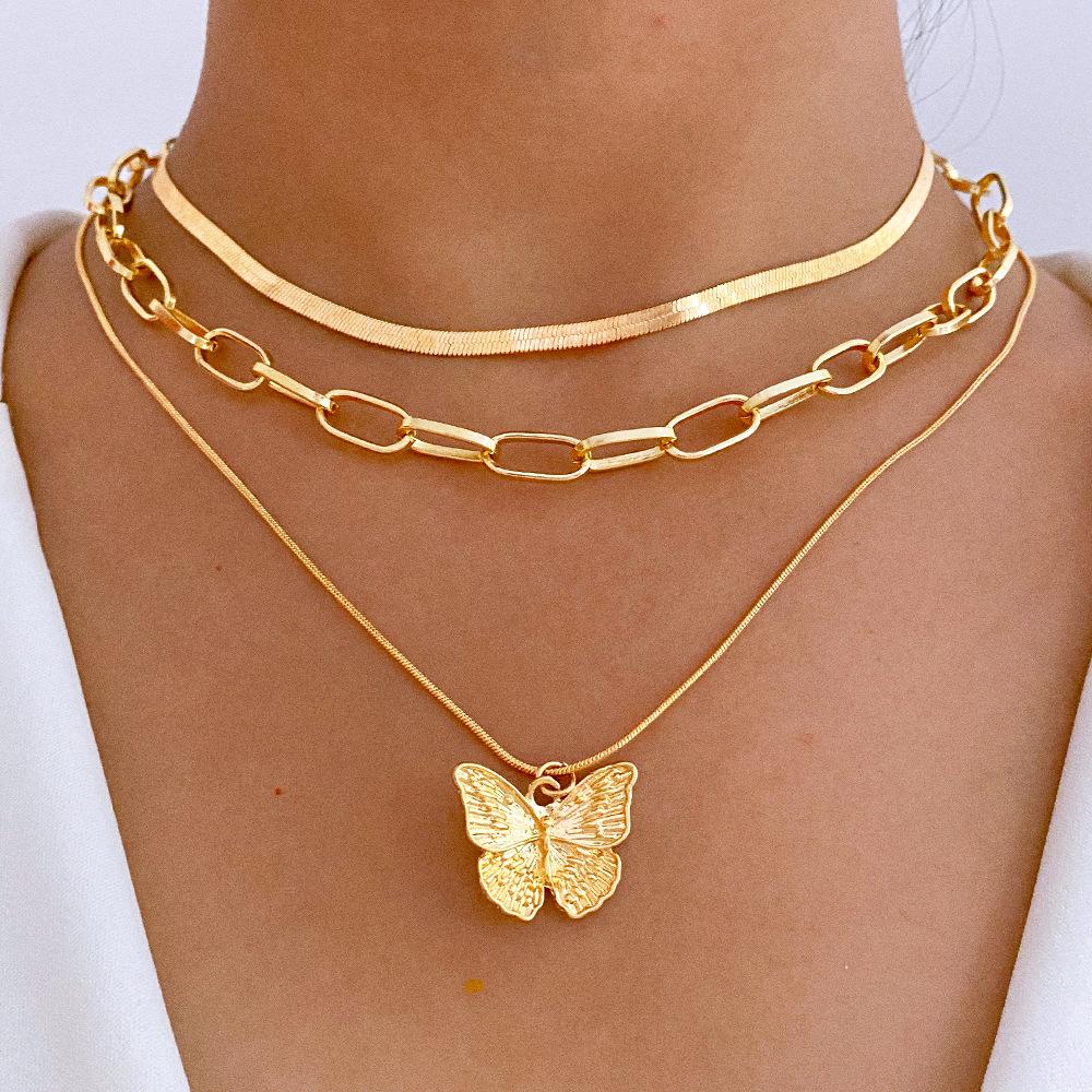 

Wind Butterfly Neck Chain Multi-layer Butterfly Collarbone Chain Necklace Set