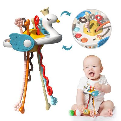 Montessori-Aktivitäts-Babyspielzeug 1 2 3 Jahre Entwicklung Silikon Beißspielzeug Zugschnur Sensorisches Spielzeug für Babys 6 12 Monate Geschenk