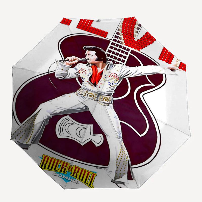 

1pc ELVIS ROCK N ROLL Automatic Open, Windproof, Compact Travel Umbrella, Gift for Birthday, Christmas, Business 93081
