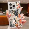 Frosted Square Clear Phone Case for iPhone 16 Pro 15 14 Plus 13 12 Pro Max 11 Colored Floral Pattern Tpu Soft Shockproof Slim Cover