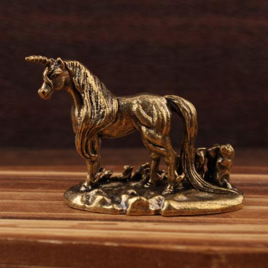 Statuetă Cal din Alamă Vintage Lucrată Manual Metal Artă de Birou Statuie Decor Feng Shui pentru Casă Birou Raft de Cărți Cadou Creativ pentru Colecționar