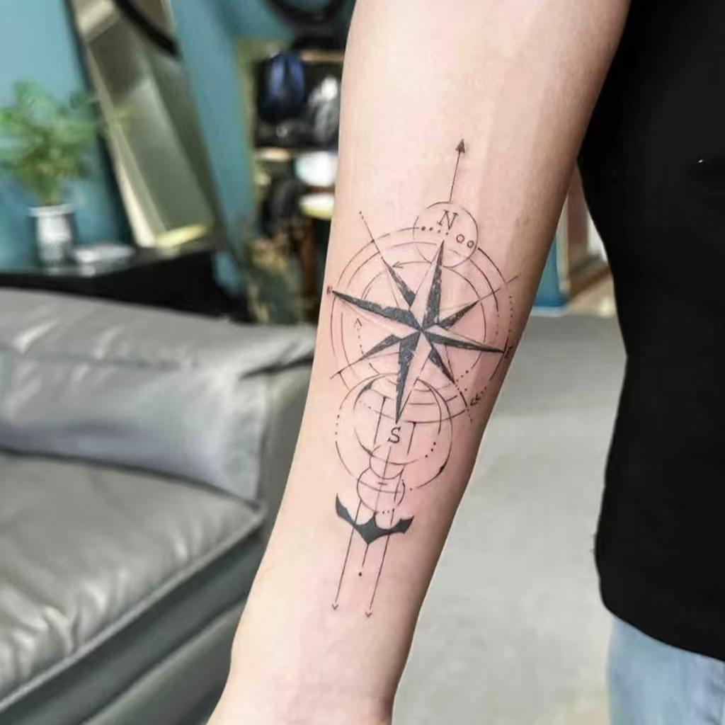 Advanced Sense Domineering Personality Thorn Totem Ribbon Sun Moon Stars Flower Lines Tattoo Sticker