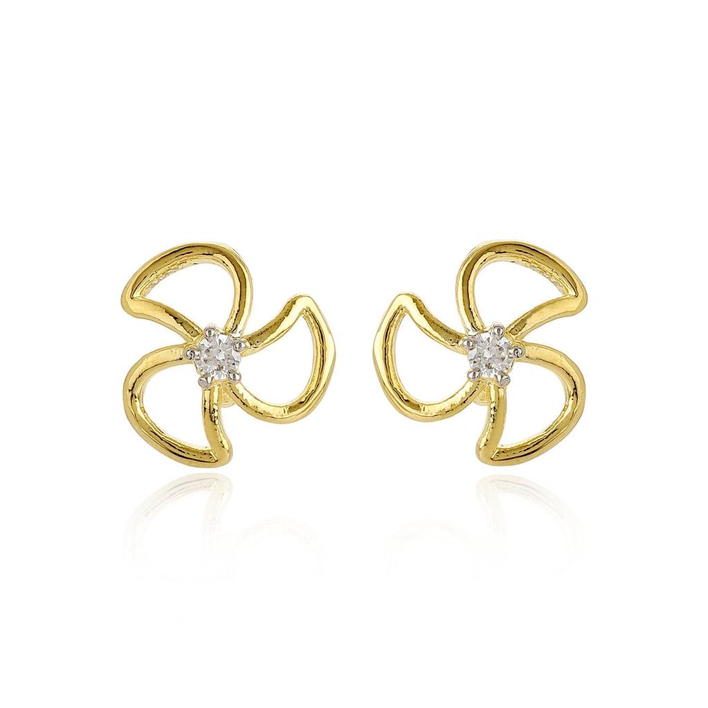 Kleine vergoldete Ohrstecker mit weißem Stein