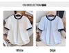 2026 Summer Korean High-End Color Block Loose Plus Size Cotton Short Sleeve Women's Shirt