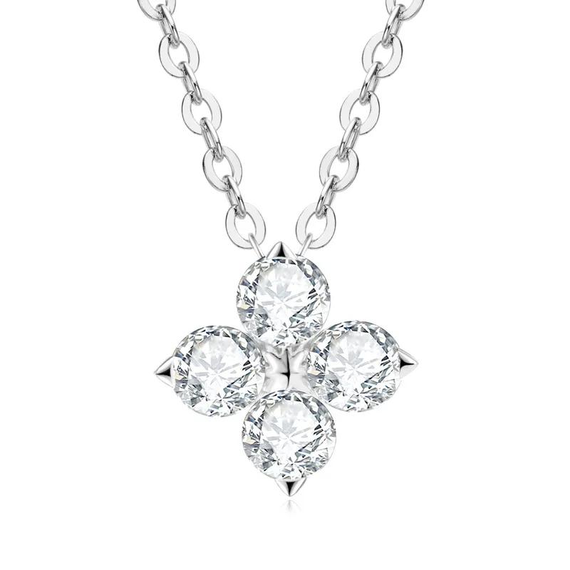 Trendy Clover Moissanite Pendants Necklaces for Women Sterling Silver Elegant Luxury Diamond Necklace Jewelry Gifts