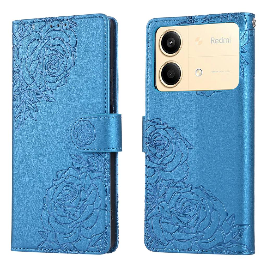 For Xiaomi Redmi Note 13R Pro 5G Case Rose Flower PU Leather Wallet Phone Cover with 3 Card Slots