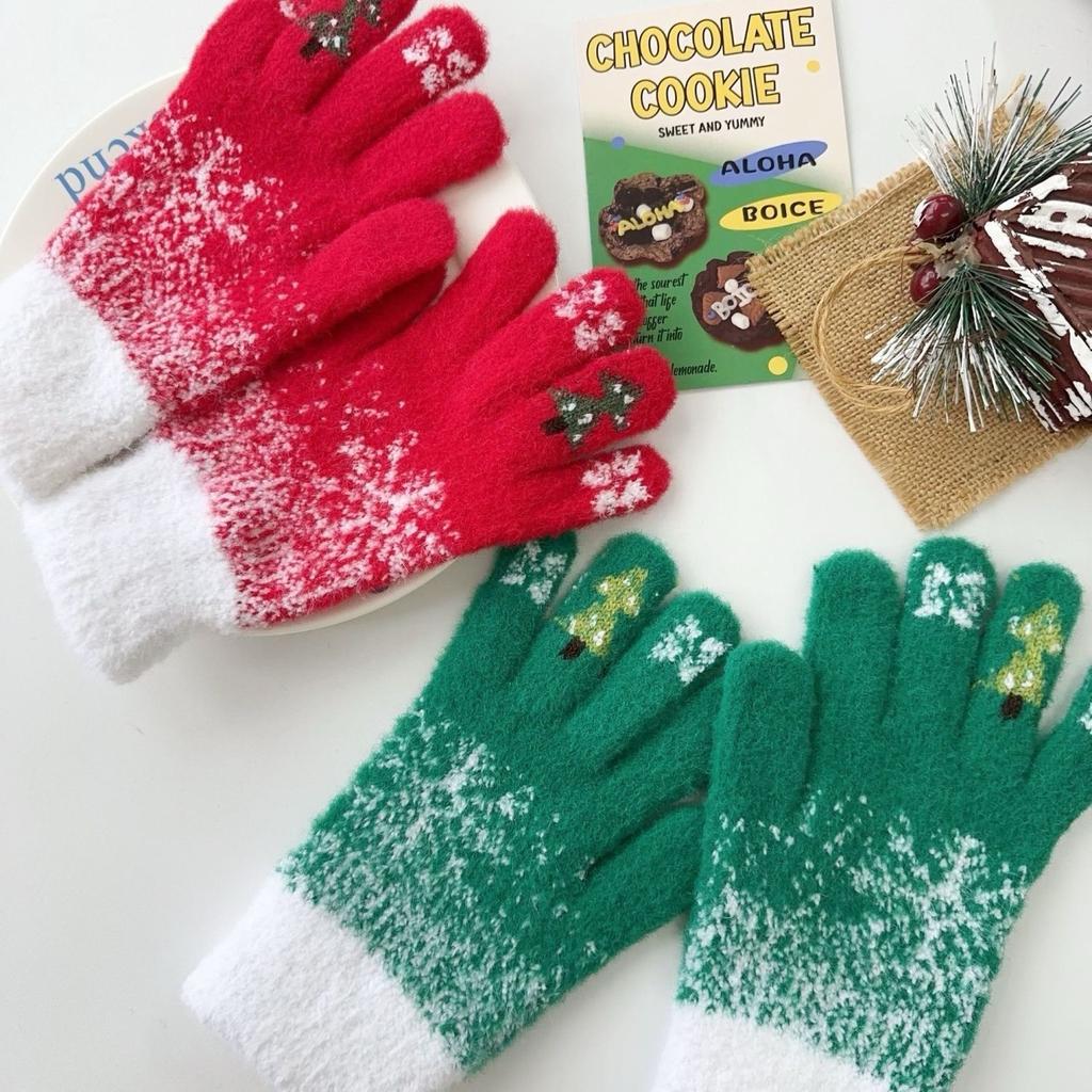 New Winter Women's Gloves with Thickened Fluffy Knitted Gloves That Expose Fingers Women Can Touch The Screen with Five Fingers