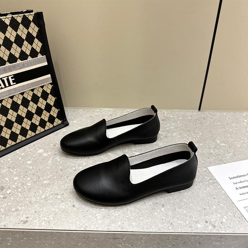 

Первый слой коровьей кожи новые лоферы одинарная обувь женская обувь на одном педале повседневная кожаная женская обувь на плоской подошве женская 35