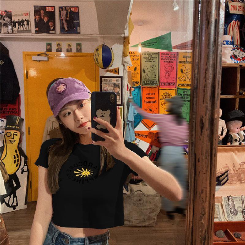 

Short Summer Women s Slim Short-sleeved T-shirt for Women s Temperament and Sexy Top for Women 2XL чёрный