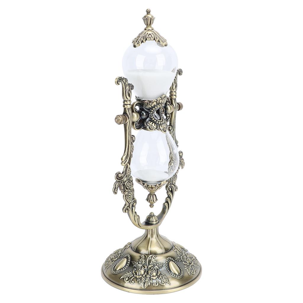 30 Minute Hourglass Antique Metal Sand Clock Vintage Engraved Sandglass Sand Timer for Home Salon Spa Meditation Desk Decor