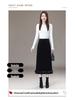 Elegant Lace Gold Velvet A-Line Skirt for Women, High Waist with Side and Back Slits, Perfect for Spring-Winter 2026