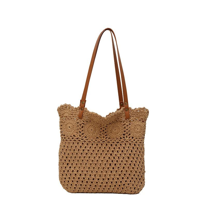 

Underarm large-capacity bag women s spring and summer new beach vacation casual woven tote bag fashion shoulder bag хакі