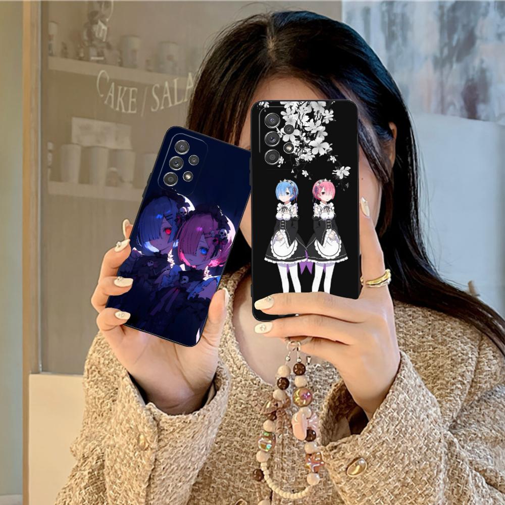 ReZero Rem Ram Matte TPU Mobile Phone Case for Samsung Galaxy M55 54 42 35 34 33 32 23 22 15 14 13 12 F55 5G Colorful Cover