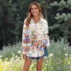 Women's Casual Fashion Tops Long Sleeve Button Loose Shirt