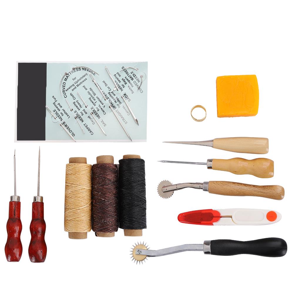 

Набор для рукоделия по коже 13 шт. Инструмент для DIY Портативный швейный аксессуар Сталь Дерево для обуви Сумок