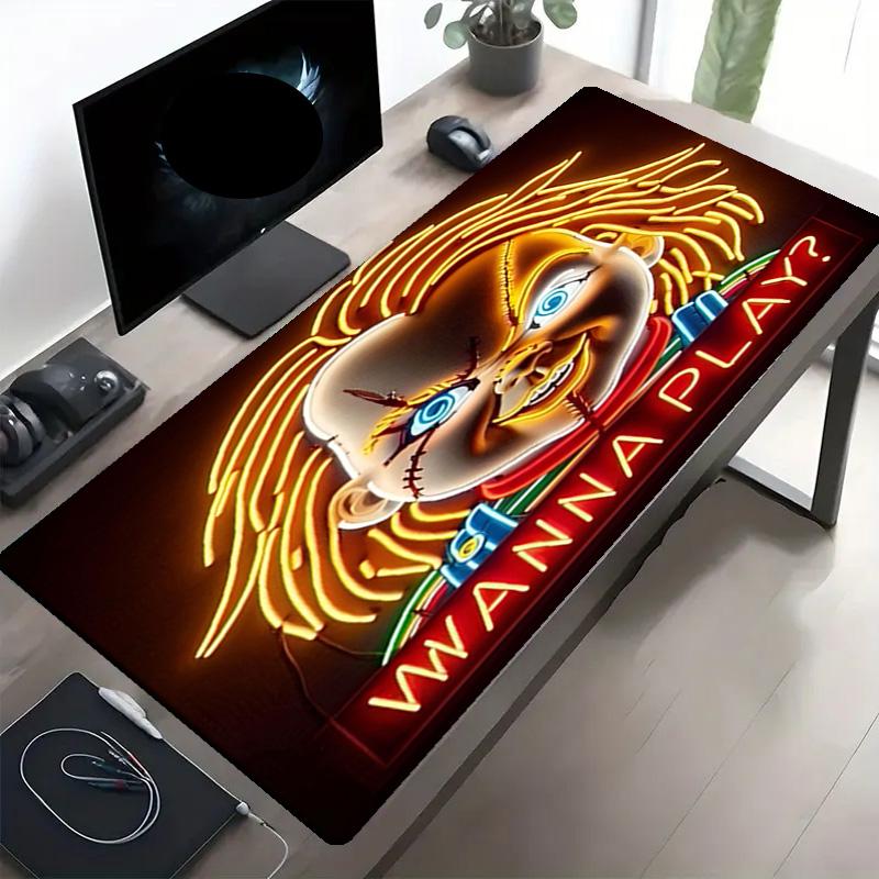 Chucky Print Mouse Pad, Anti‑Slip Desktop keyboard Mat, for PC Laptop Gaming Working Daily Use, Cool Festival Surprise Gift
