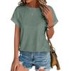 Top Eyelets Summer Spring Curved Hem, Casual Women's Short Sleeved Fashionable T-shirt Beach Vacation Short Style
