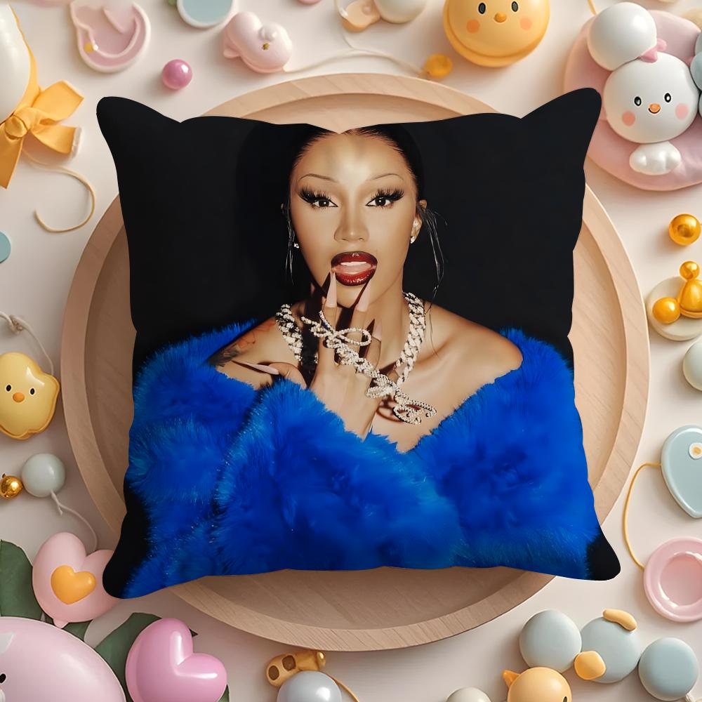 C-Cardi B-B Singer Cushion Cover Home & Car Multi-Scene Pillow Cover - Reversible, Soft & Durable for Daily Use