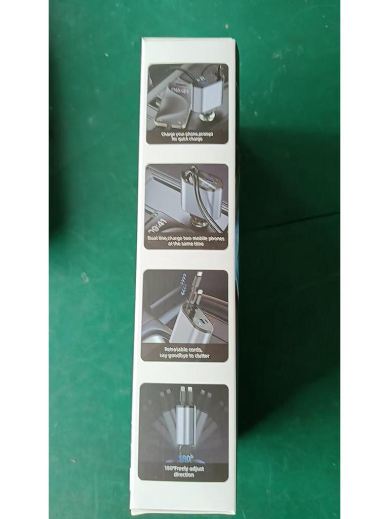 120W Aluminum Alloy Car Charger with Retractable Cable, Super Fast Charging, Four-in-One for Apple Devices