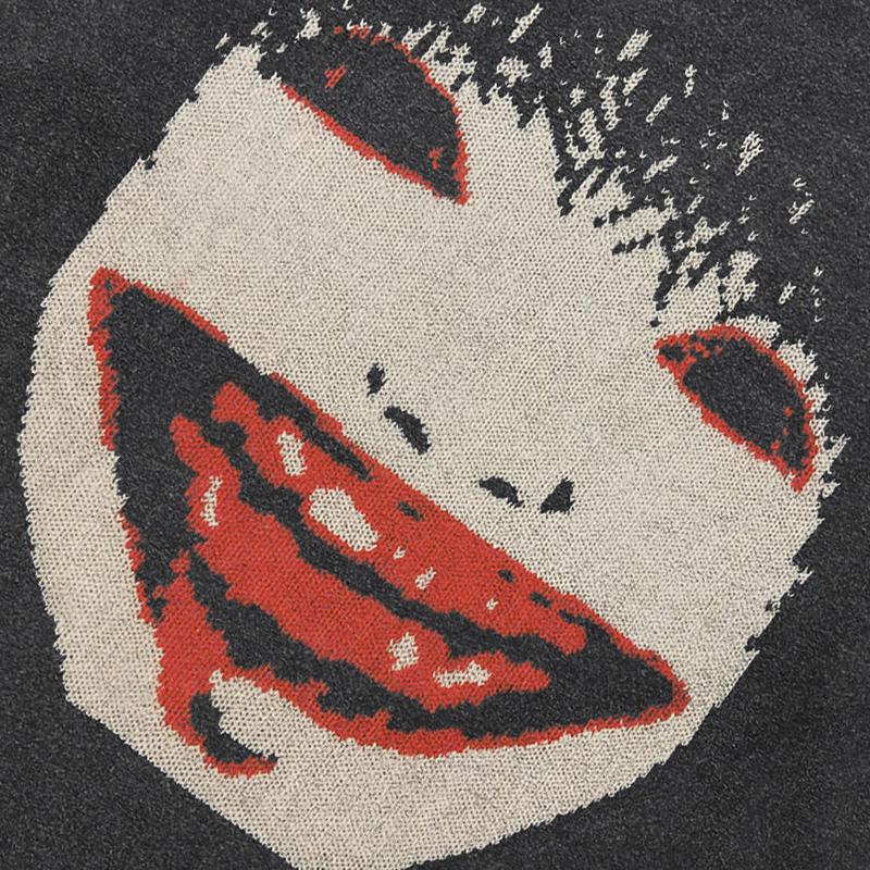 2026 Unisex Washed Black T-Shirt Streetwear QUARTER 24 Face Graphic A37T037