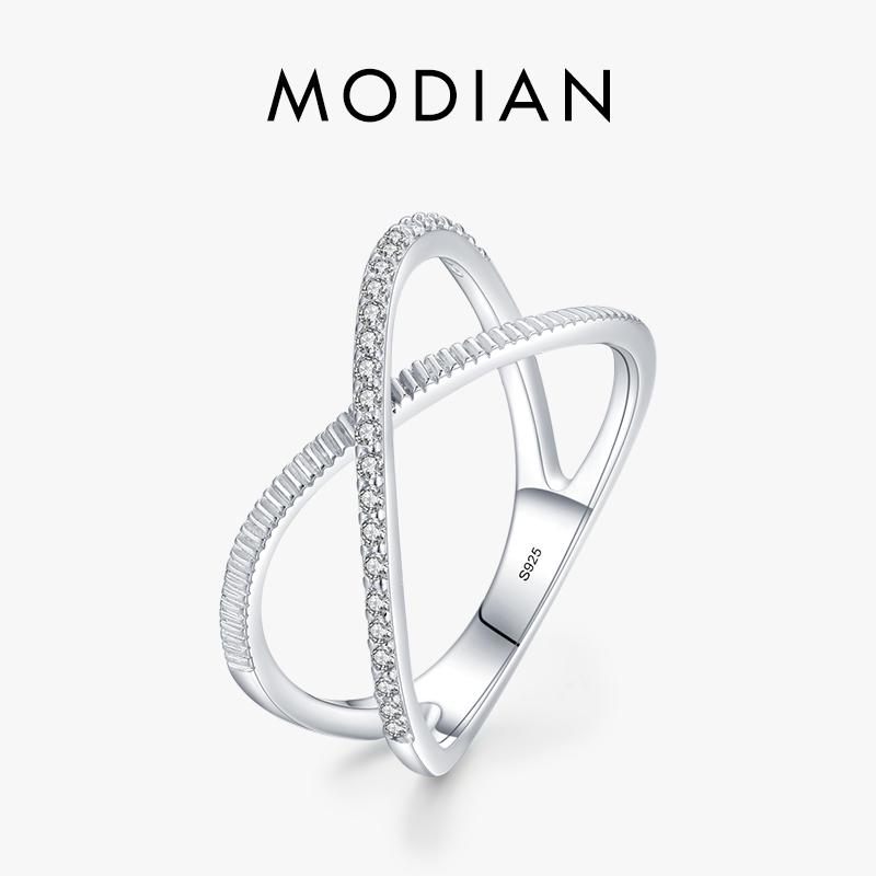 

Authentic 925 Sterling Silver Sparkling Clear CZ Cross Ring For Women Simple Design Ring Fine Jewerlry Gift Accessories 5