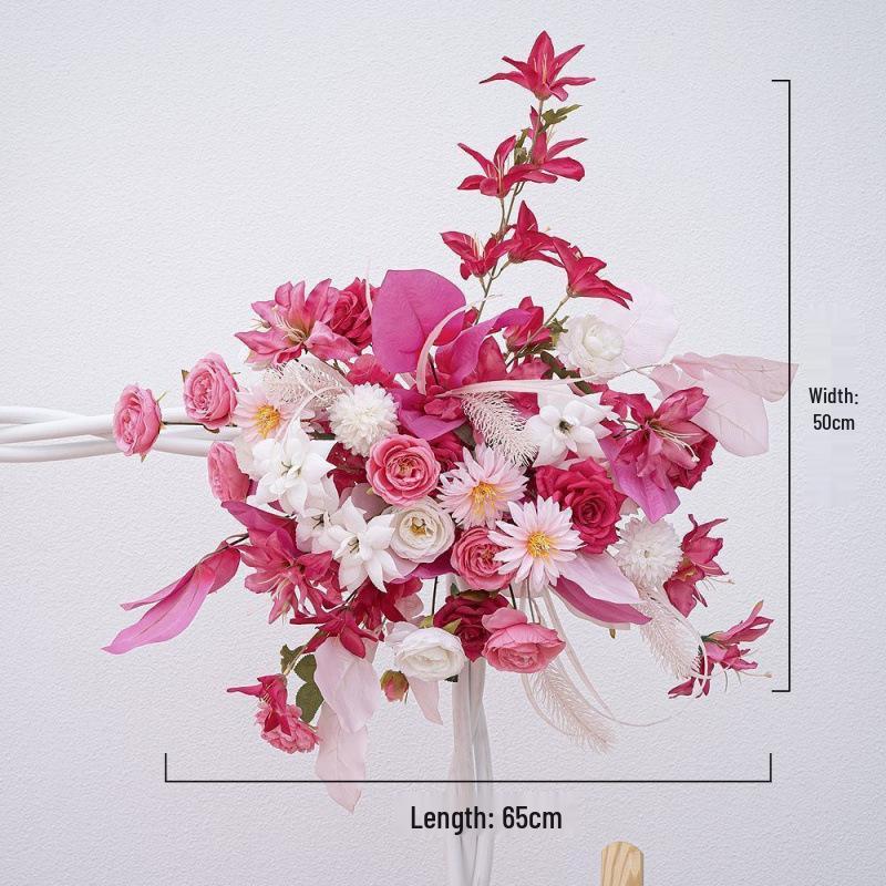 New Floral Ground Row Silk Flower Arrangement for Engagement & Wedding Decor - Large Size, Elegant Design