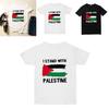 Free Palestine Men's Short Sleeve T-shirt With Round Neck Trendy Cartoon Print Polyester Fiber Teenage Style