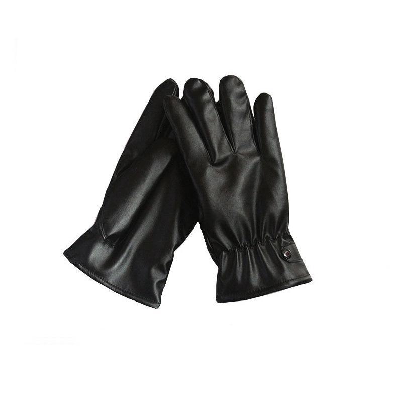 Men's Windproof & Waterproof Touchscreen Leather Cycling Gloves, Warm Velvet Lined, Perfect for Autumn & Winter.