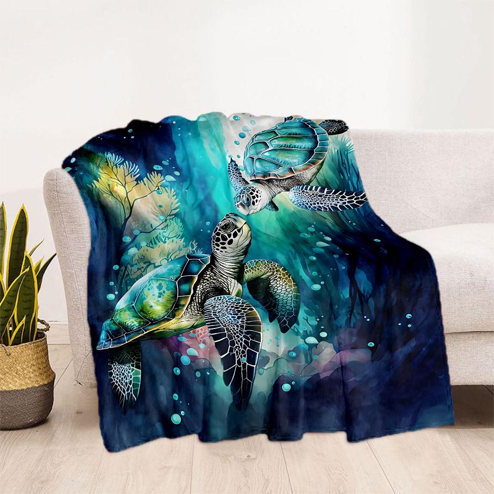 Ocean Animal Flannel Blanket - Soft and Comfortable, Suitable for Sofas, Beds, Offices, Travel, All Seasons, and A Great Gift for The Holidays.