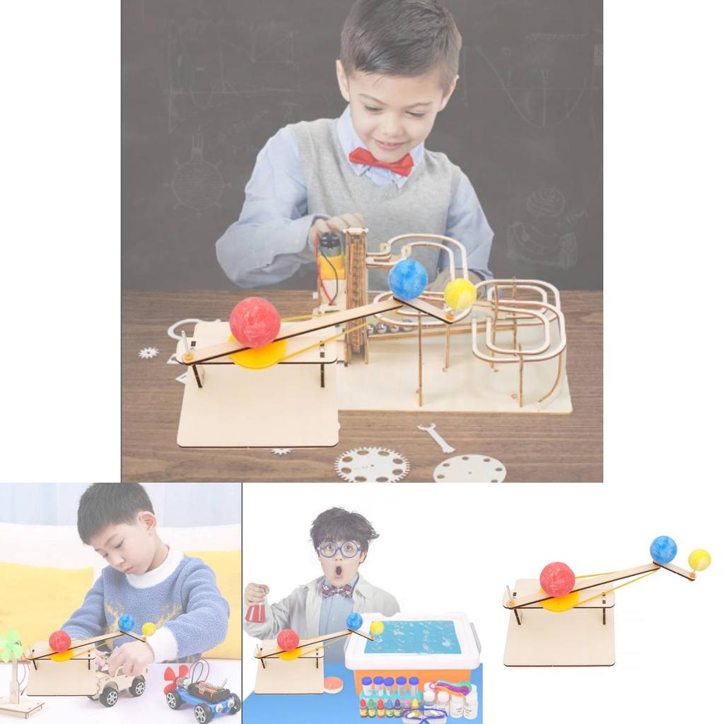 Science Experiment Diy Wooden Earth Moon Sun Solar System Model Kit Educational Toy For Kids