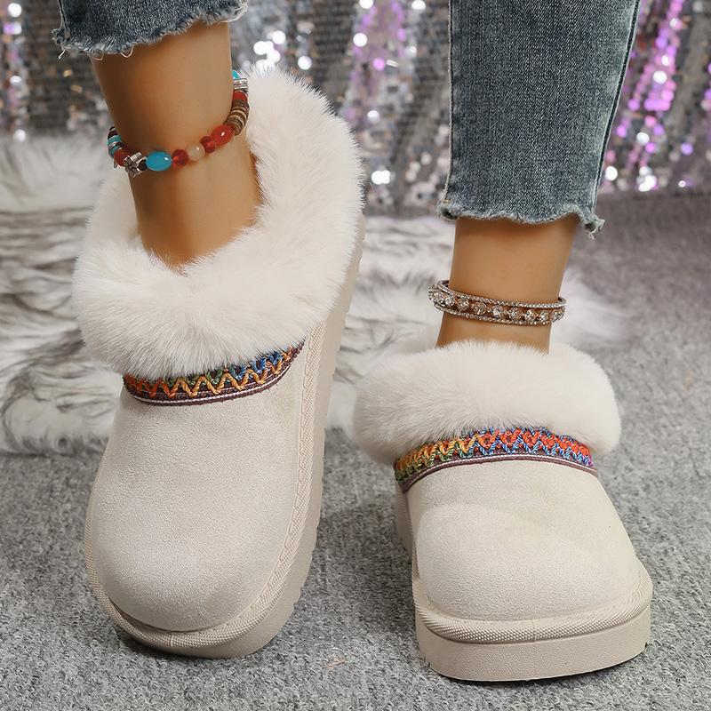 Modische koreanische Schneestiefel in gemischten Farben für Damen 2025 Winter Runde Zehenpartie Plateau Plüsch Botas Damen Weich Fellig Warm Schneestiefel Damen