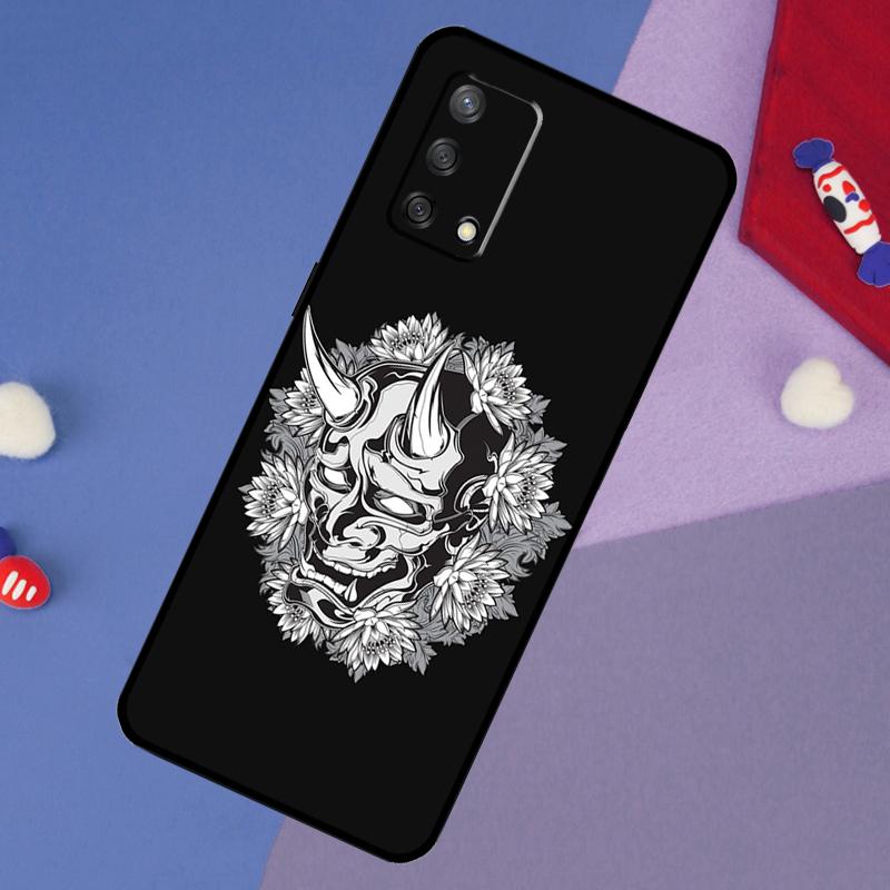 Japanese Oni Hannya Demon Mask Case For OPPO A98 A78 A58 A18 A96 A76 A16 A15 A17 A77 A5 A9 A74 A94 A52 A72 A53S A54S A57S