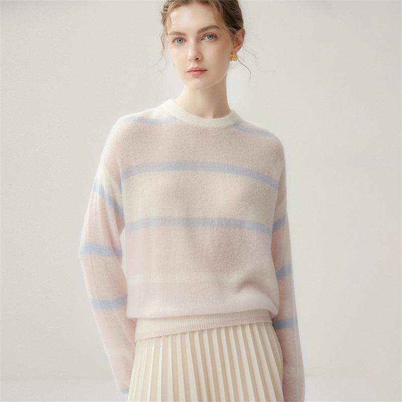 Women's Seven-Gauge Pure Cashmere Pullover - Loose Knit Sweater for Autumn and Winter